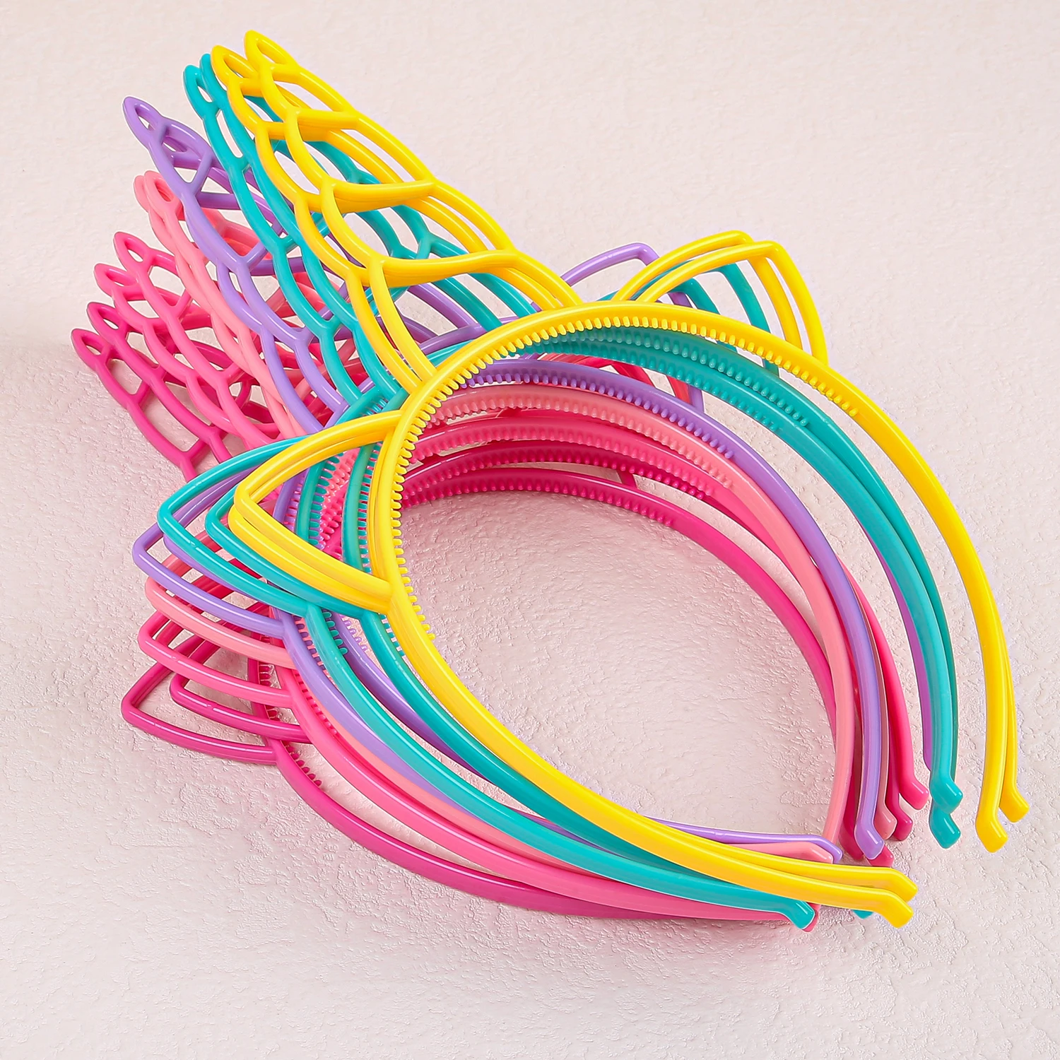 أربطة رأس بلاستيكية يونيكورن للحفلات ، لون الحلوى ، أربطة شعر للفتيات ، ديكورات عائلية ، إكسسوارات شعر ، 6 * ، 12 * #2