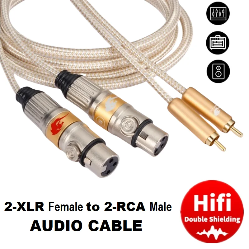 

2 XLR «мама» на 2 RCA «папа» Hi-Fi аудиокабель для усилителя, микшера, консоли, DVD, CD, динамика, записи, экранированные шнуры для домашнего кинотеатра