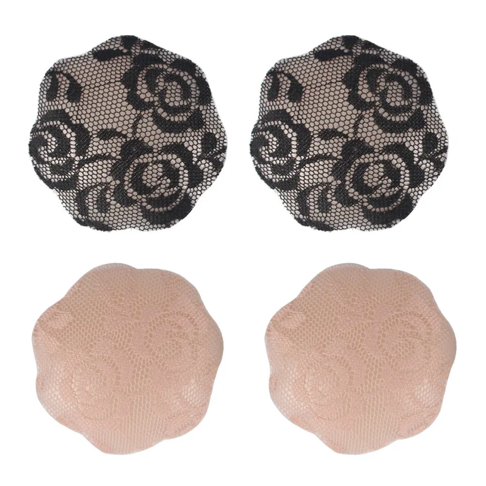 2 Pares de Pezoneras de Silicona para Mujer, Reutilizables, Adhesivas, con Encaje, Invisibles, Alternativa al Sujetador Push-Up, para Vestidos sin Tirantes ni Espalda Descubierta