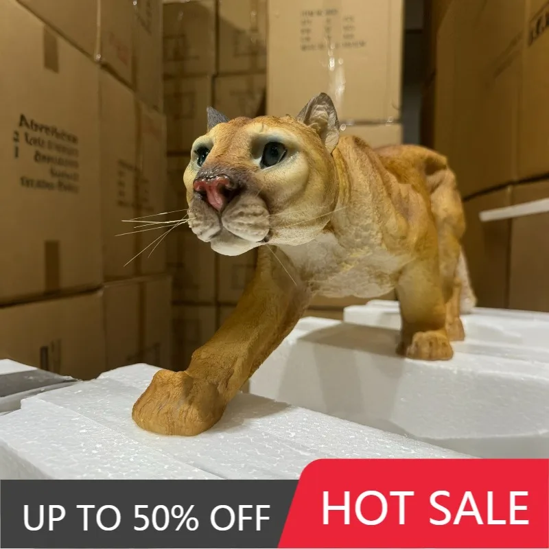 Simulated Animal Figurine Cougar Statue Living Room And Office Desktop Ornaments Creative Animal Model Resin Sculpture HomeDecor