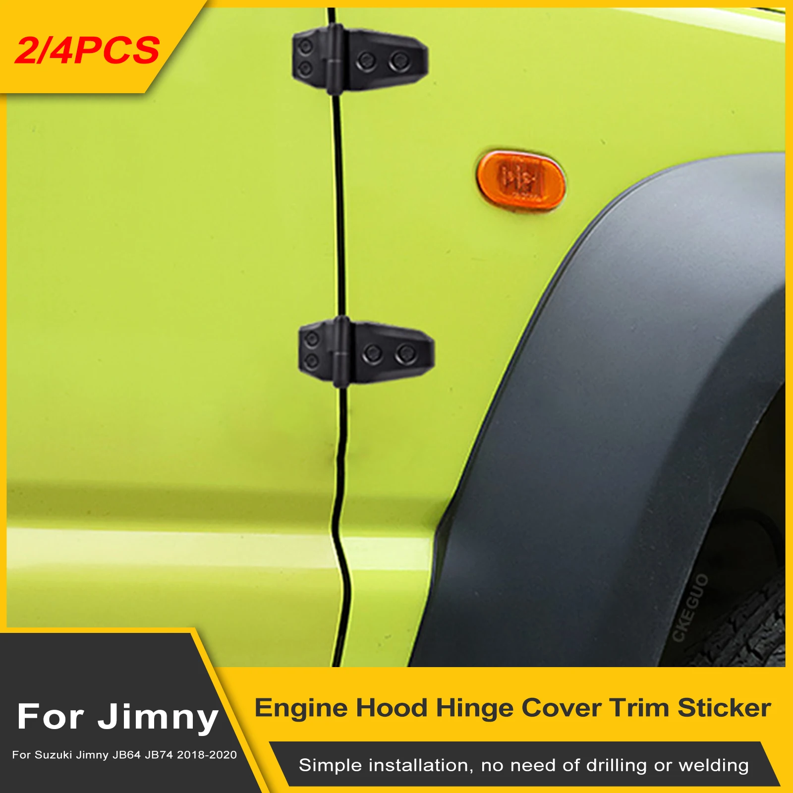 2/4/8Pcs Car Engine Hood Door Hinge Decoration Cover Trim Sticker For Suzuki Jimny JB64 JB74 2018-2020 Car Mouldings Accessories