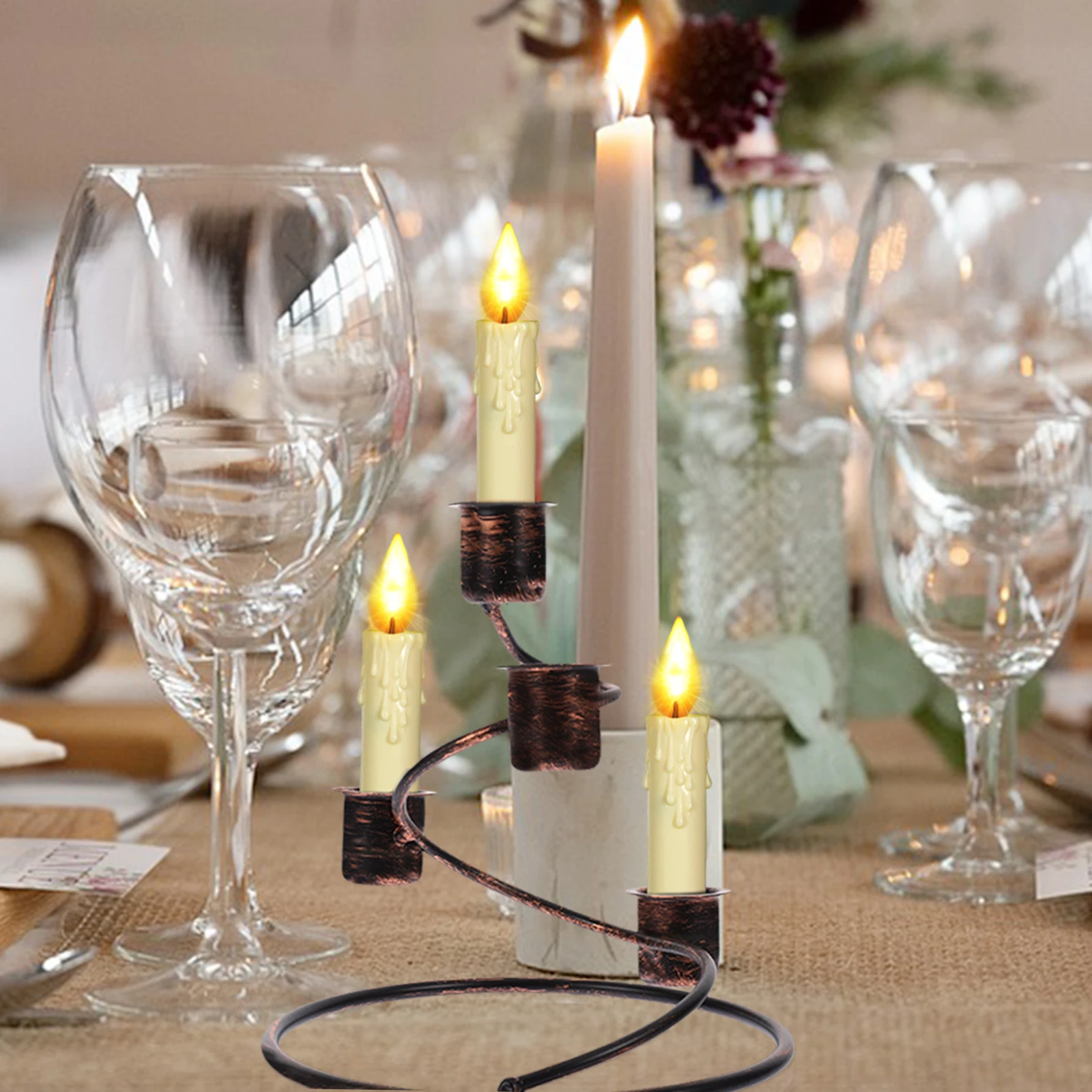 

1pcs Advent Holder Vintage Iron Candelabra Table Centerpiece For Christmas Xmas Party Wedding Banquet Decor