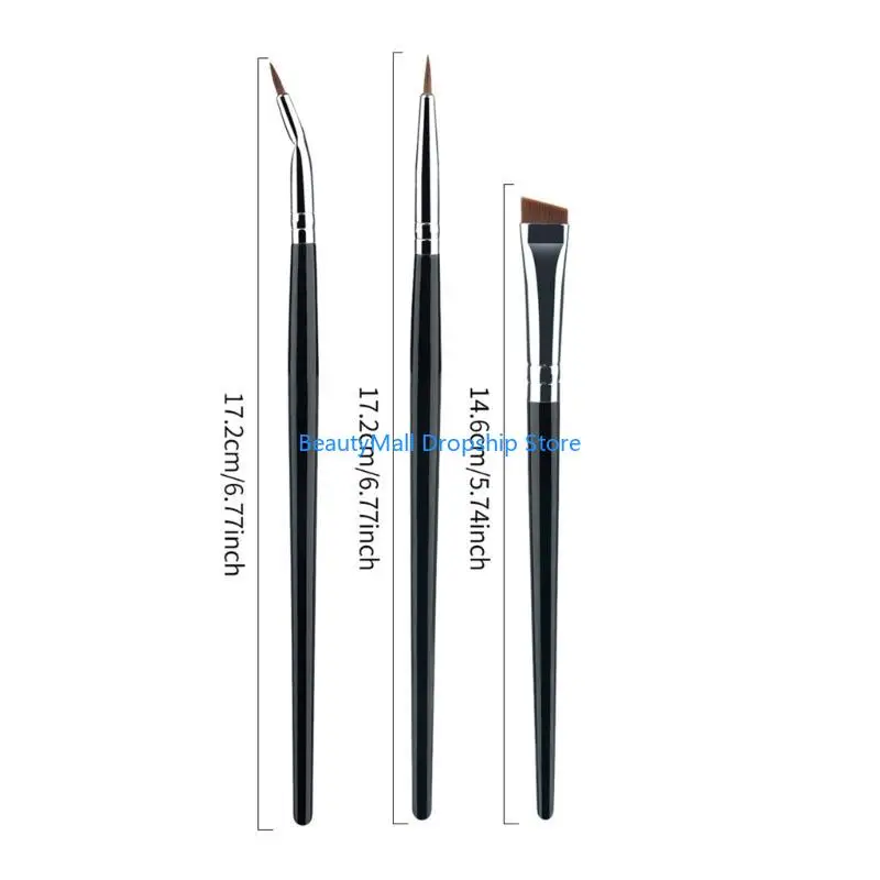 40JD مجموعة 3 قطع من فرش تحديد العيون بزاوية مع مقابض فرش ناعمة صديقة للبشرة للحصول على إطلالات عيون معقدة