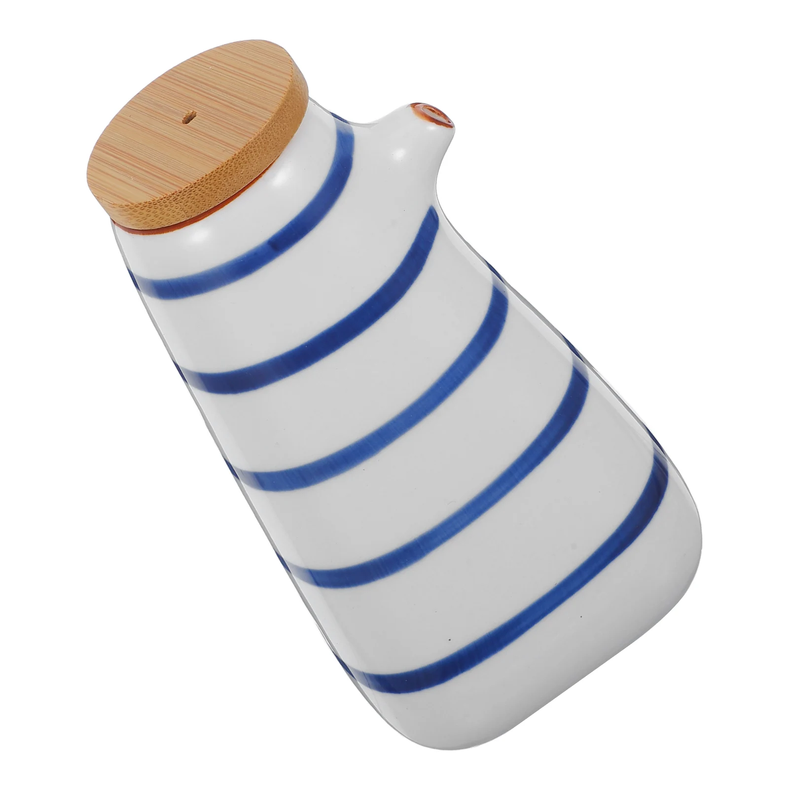 

220ml Ceramic Sauce Dispenser Oil Vinegar Bottle Hand Painted Kitchen Wooden Cap Leak Proof Easy Cleaning Durability