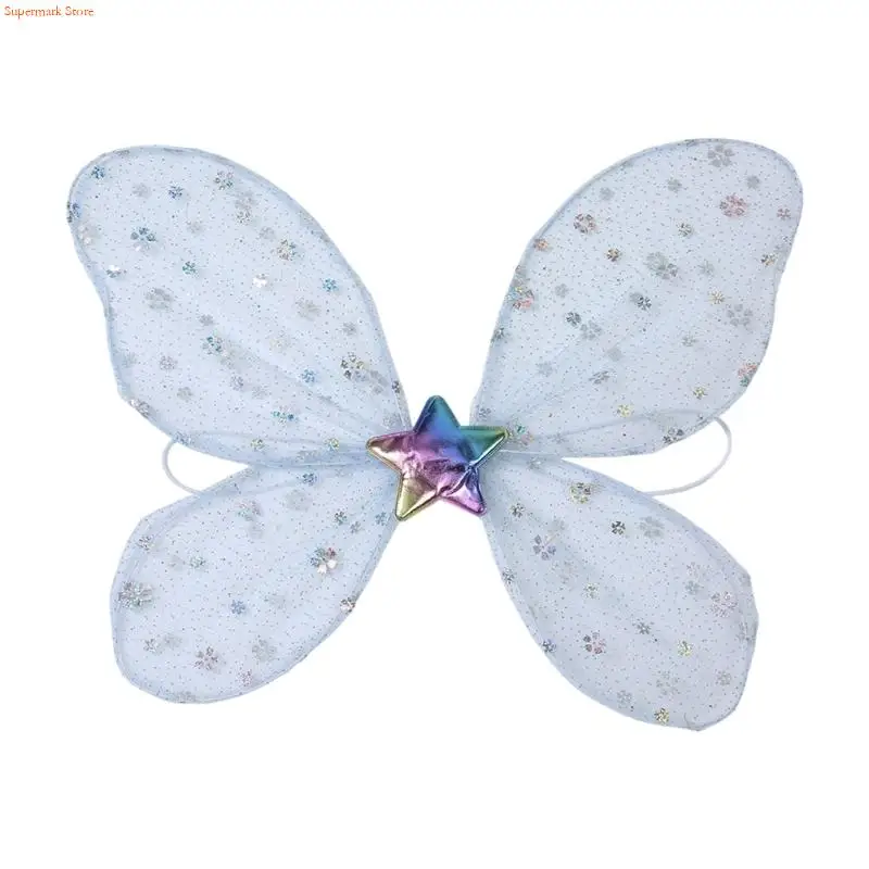 

Q5WE Butterfly Wing Glitter Fairys Wing Angel Wing for Womens Little Girls,Dressing Up Pretend Accessory Halloween Costumes