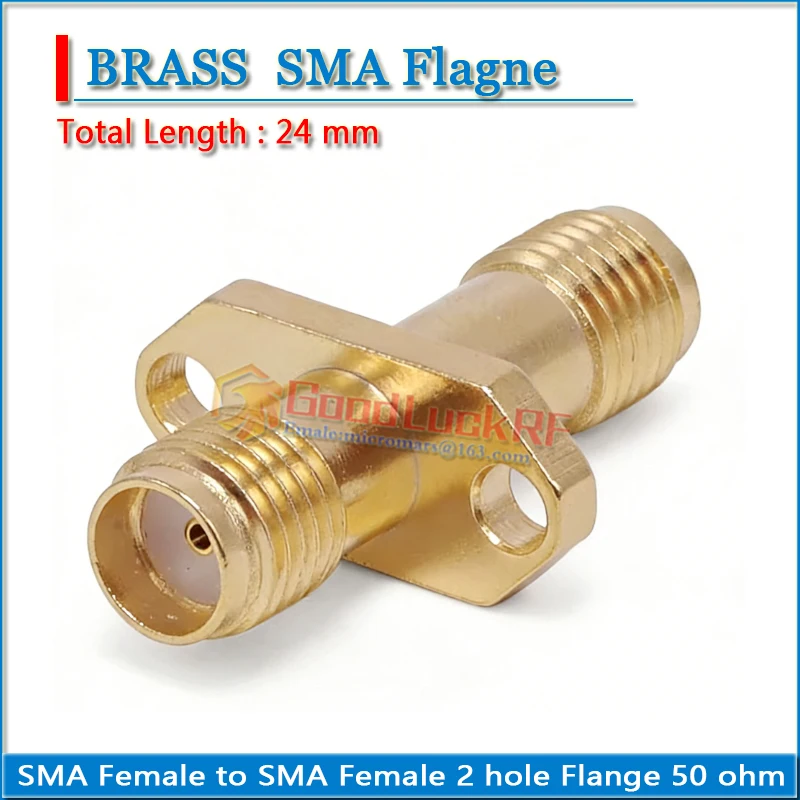 SMA Female to SMA Female 2 hole Flange Panel Mount Plug Total 24mm length Gold Plated Copper 50 ohm RF Connector Adapters