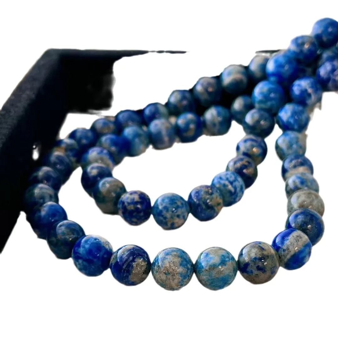 New retro high quality 10mm natural lapis lazuli necklace collarbone chain