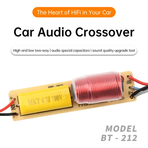 Imagen 2 del producto Crossover de 2 vías HiFi de 80W con cable División de frecuencia bidireccional alta y baja para modificación del sistema de audio del automóvil Compatible con impedancia de 4-8Ω