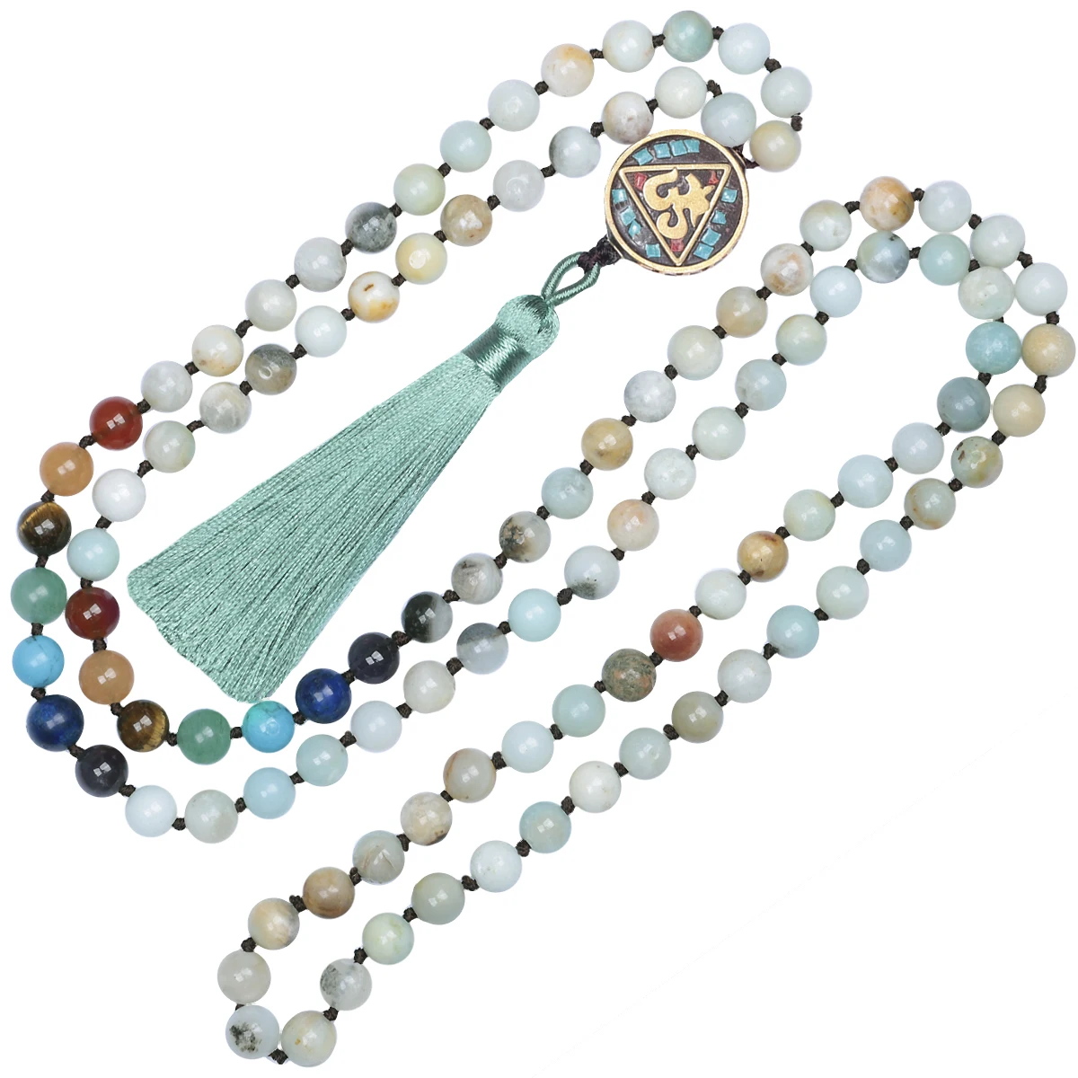 

Natural Crystal Beaded Tassel Necklace Hand Knotted Mala Prayer Beads Yoga Bracelet For Self-Discovery Meditation Unisex Jewelry