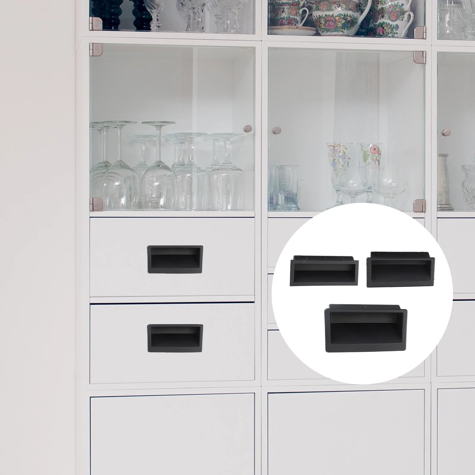 3pcs Cabinet Handle Invisible Embedded Plastic Install Invisible Cabinet Handle Durable Replacement Furniture