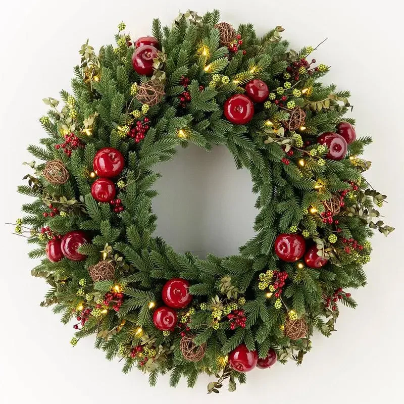 PE Deluxe Christmas Wreath Rattan Apple Package 50-80CM Christmas Wreath 2.7M Christmas Rattan Decoration