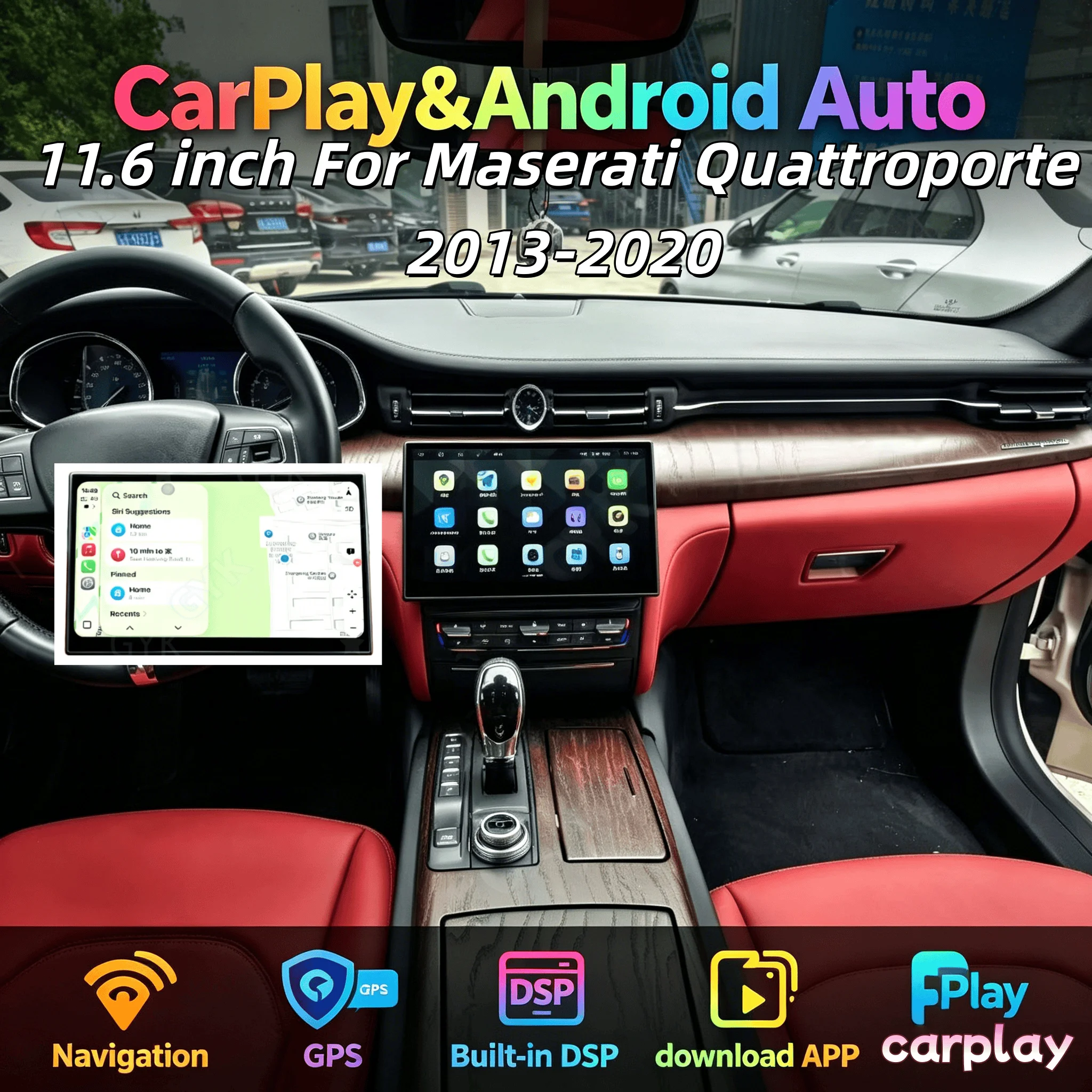 8 core Android 13 Multimedia For Maserati Quattroporte 2013-2020 CarPlay Car Radio GPS Navigation Audio Stereo Receiver player