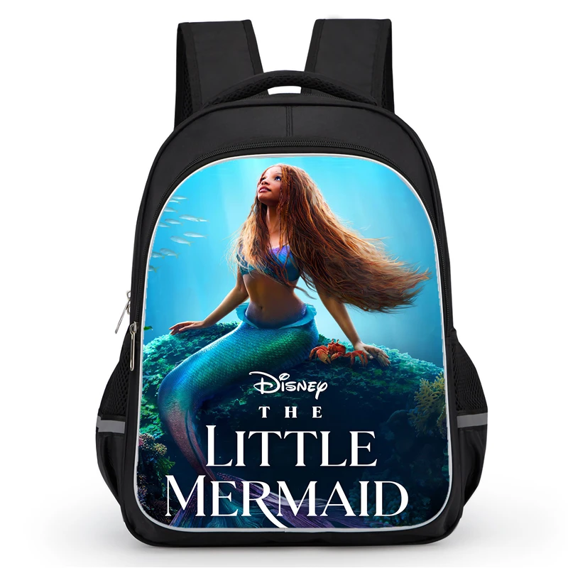 School Backpack with Double Zipper Pocket,Cartoon The Lit-tle-Mer-maid Bags for Boys Girls,Durable 16-in Child Bags for Pupil