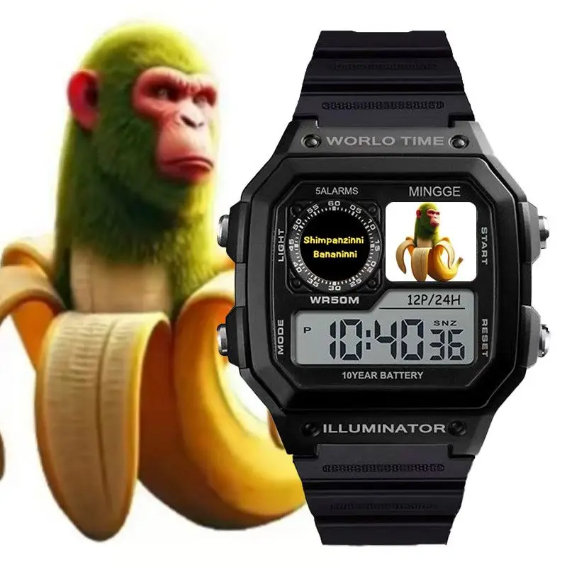 Italienische Brainrot Cartoon Digitaluhren Tung Sahur Tralalero Tralala Männer Sport Leuchtende Multifunktions Wasserdichte Armbanduhr