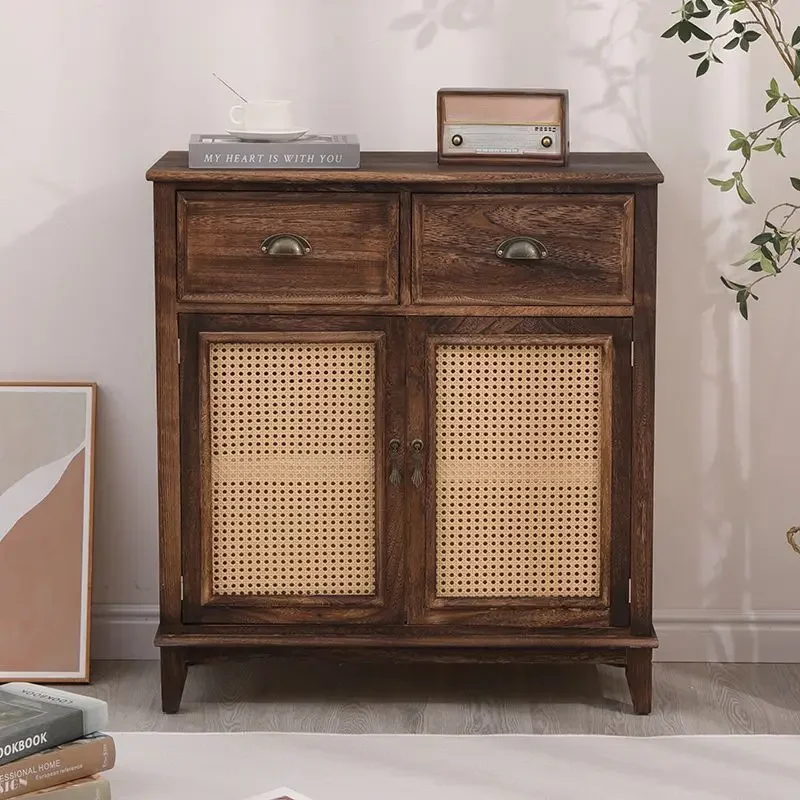 

Американский шкаф-сервант из массива дерева, современный шкаф для хранения из ротанга для прихожей, чайный шкаф