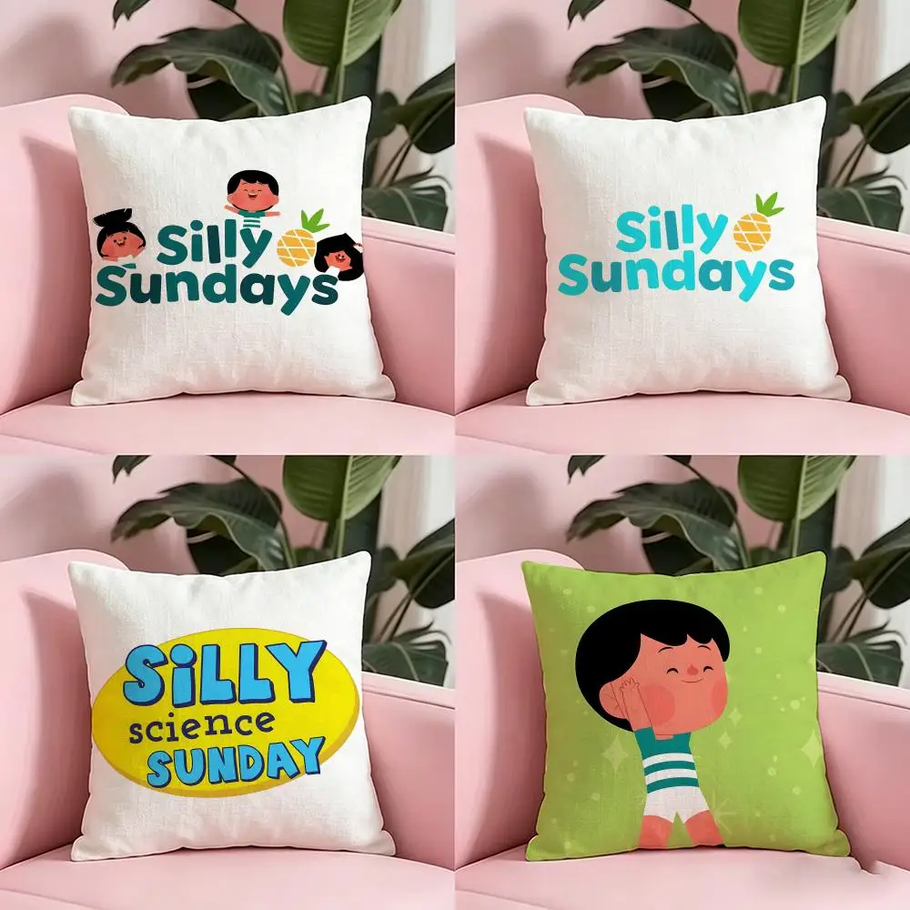 Anime S-Silly S-Sundays-S Cushion Cover Anti-dustmite Pillowcase Invisible zipper silky short plush Sofa cushion cover