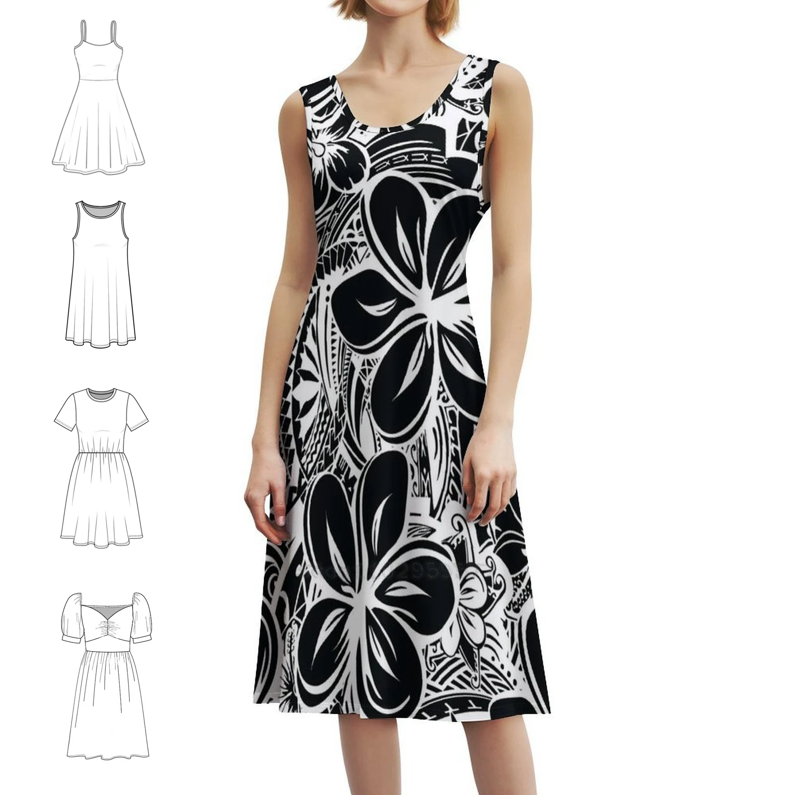 فستان سافاي بولينيزيا قبلية بوهو شيك أنيق أنيق على الشاطئ لحفلات الزفاف ثوب ساموا تابا بولي وشم بولينيزي #1