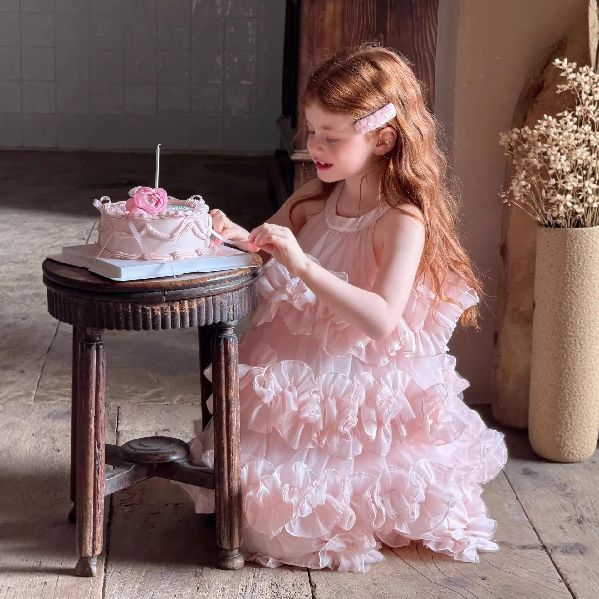 Children's clothing girl dress 2026 spring/summer new beautiful and fashionable floral layered skirt