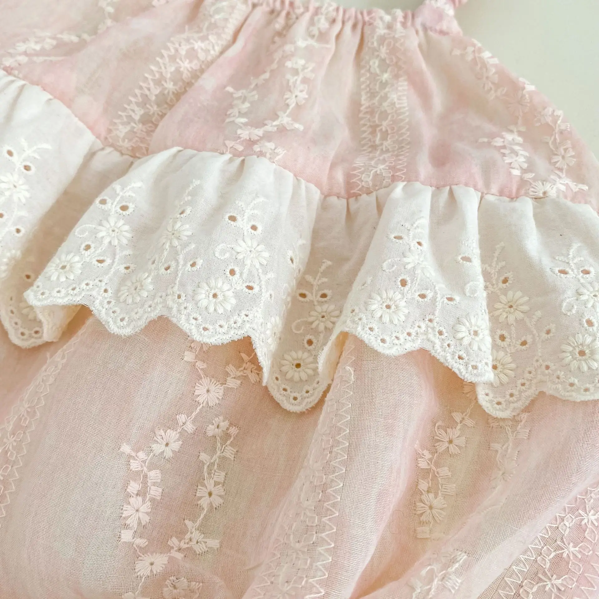 New Infant Girls Pink Lace Romper,  Newborn Princess Kids Cute Party Birthday Clothing  0-2T
