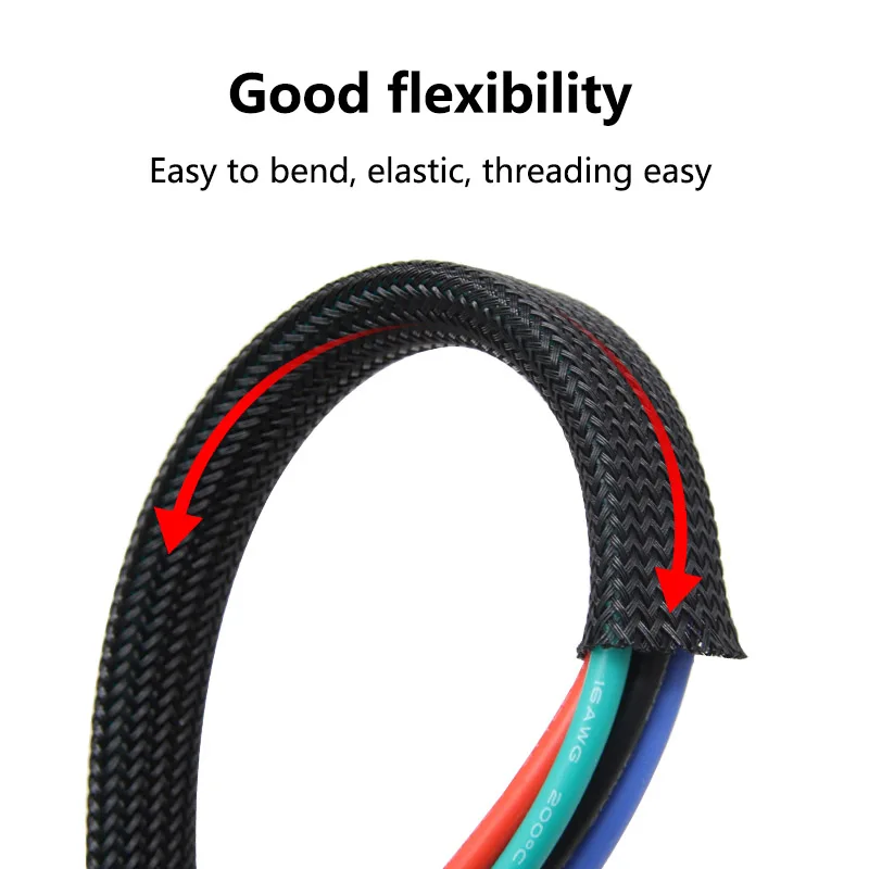 1Meter 3mm-50mm Self Closing PET Expandable Braided Sleeve Self-Closed Flexible Tube Insulated Hose Wire Wrap Cable Protecter