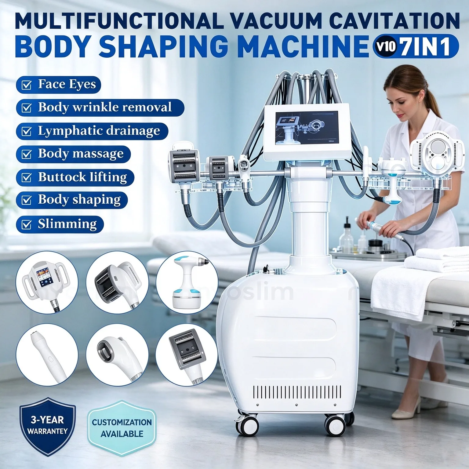 Vacuum Tumbling Slimming Machine Cavitation RF Roller Massage Lymphatic Drainage Anti-Cellulite Skin Tightening Beauty Device