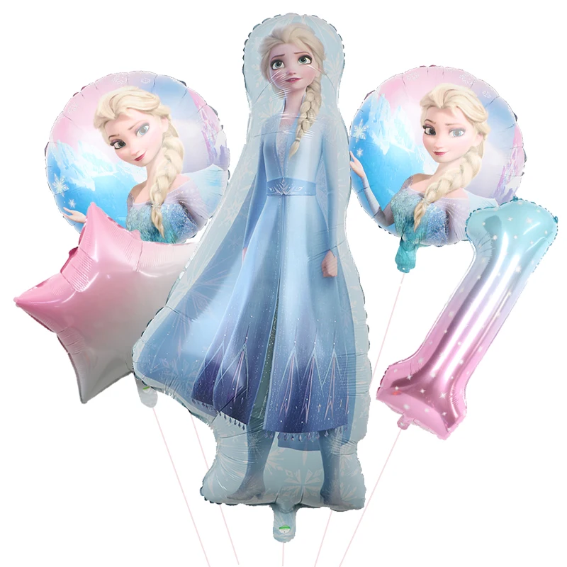 5pcs Disney Frozen Ice Queen Alsa Theme Balloons 40 pollici Gradient Number Ball 1-9th Girls Birthday Party Baby Shower Decorations