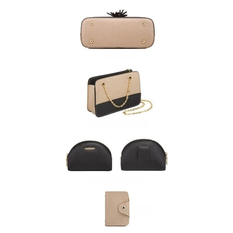 4pcs/set Woman Fashion Backpack Set Female Shoulder Crossbody Bag Set PU Leather Purse Clutch Bag Luxury Card Holder Women Gift