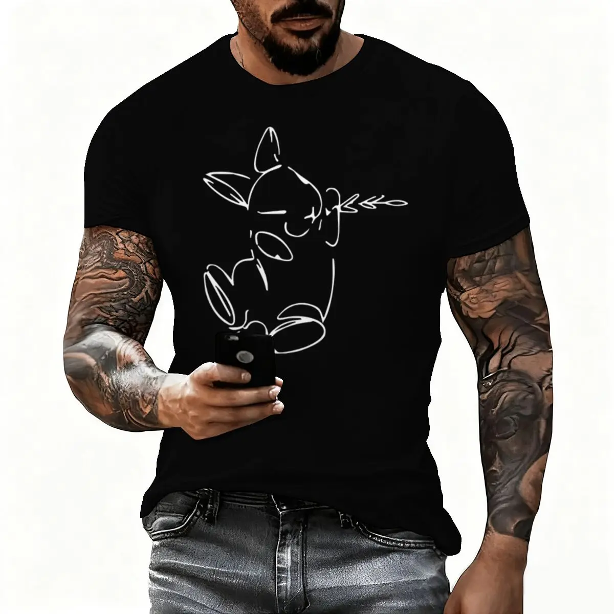 Cartoon Bunny Fun Animal Meme T Shirt Men's Vintage Fashion Short Sleeve Women T-shirts Casual Luminous Style Streetwear