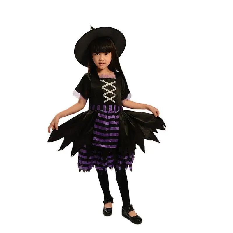 마녀 의상 어린이 공연 할로윈 역할 놀이 어린이 마녀 가면 무도회 의상 폴리에스터 섬유 100% 무대 의상