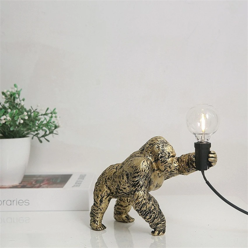 Nordic gorilla ornament animal table lamps art decoration bedroom table lights reading study desk ornament desk lights lighting