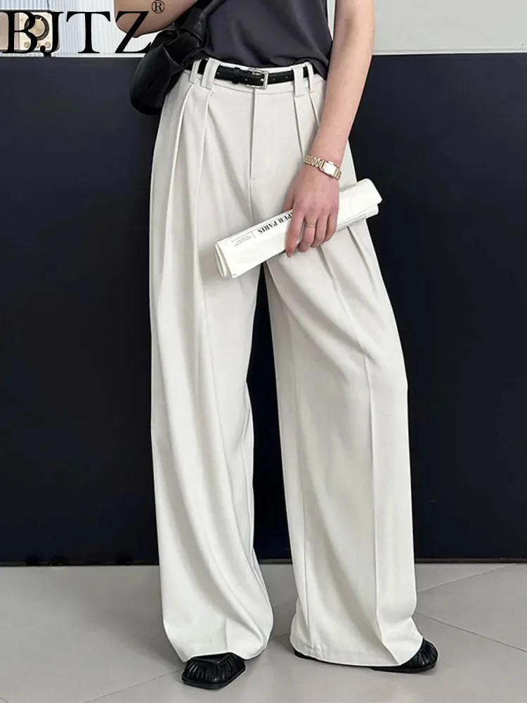 

BJTZ Loose Retro High-end Casual Pants For Women 2024 Spring Autumn New Wide Leg Blazer Trousers Female HL475