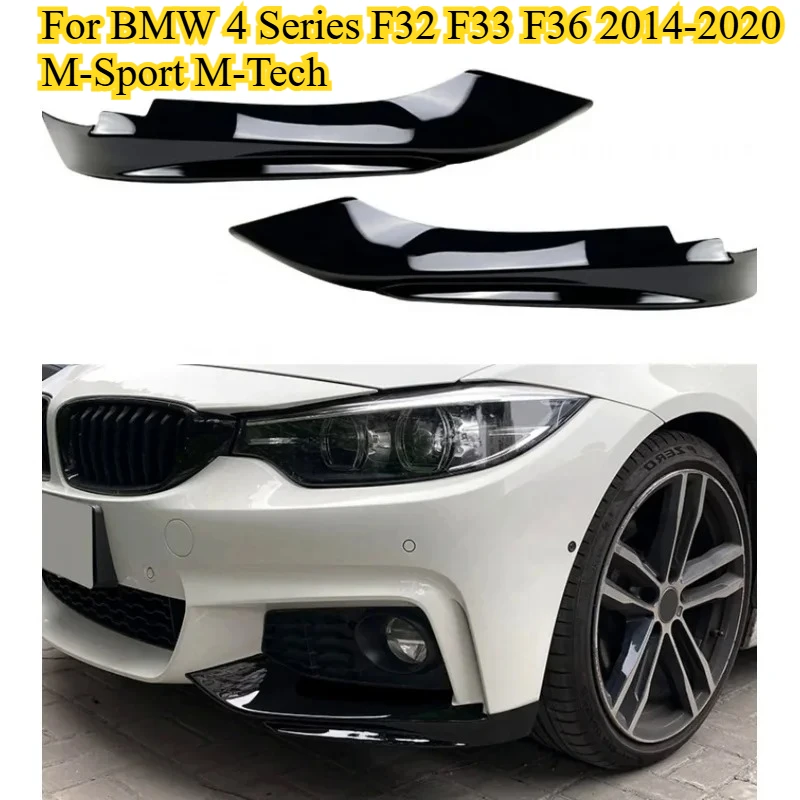 

2PCS for BMW 4 Series F32 F33 F36 2014-2020 M-Sport M-Tech Front Bumper Lip Spoiler Carbon Fiber Look/Gloss Black Air Splitters