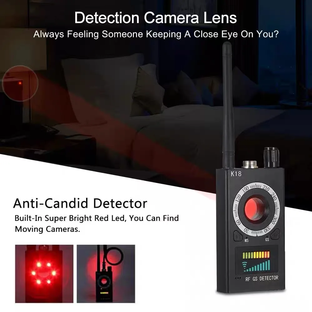 Детектор устройства против прослушивания 1-6,5 ГГц, скрытая камера Wi-Fi, ошибка, анти-GPS-трекер, камера-обскура для отеля/устречи/путешествий, конфиденциальности
