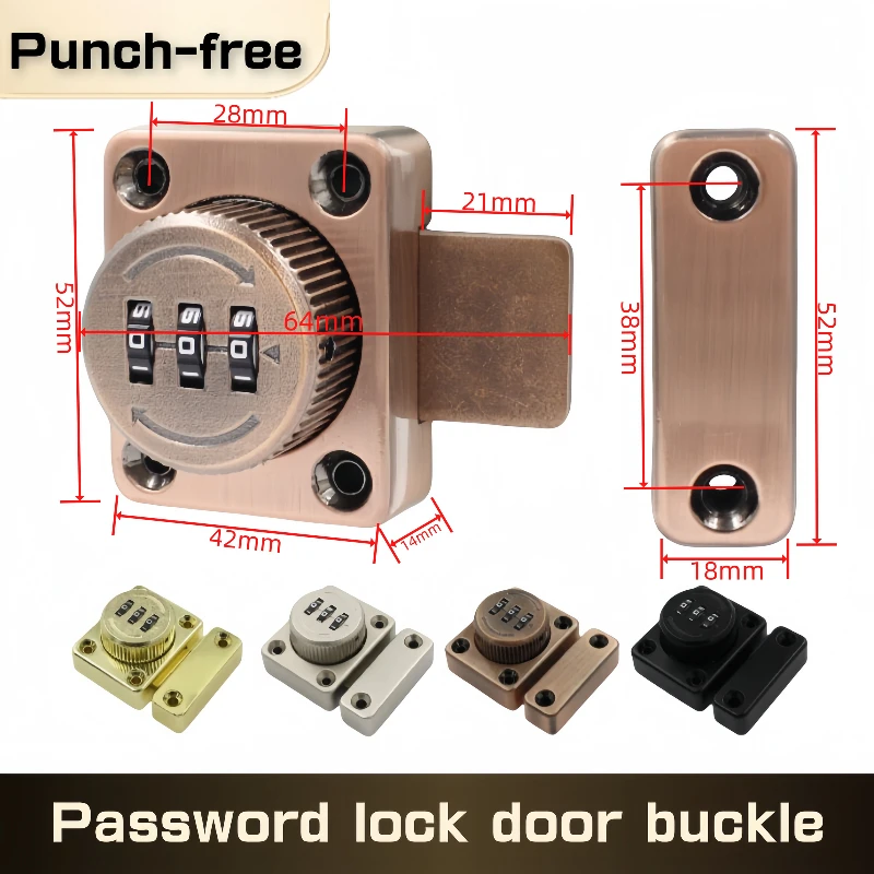 3 Digit Combination Password Door Lock Zinc Alloy Smart Cam Code Cabinet Lock Sliding Door Bolt Lock Home Security Hardware