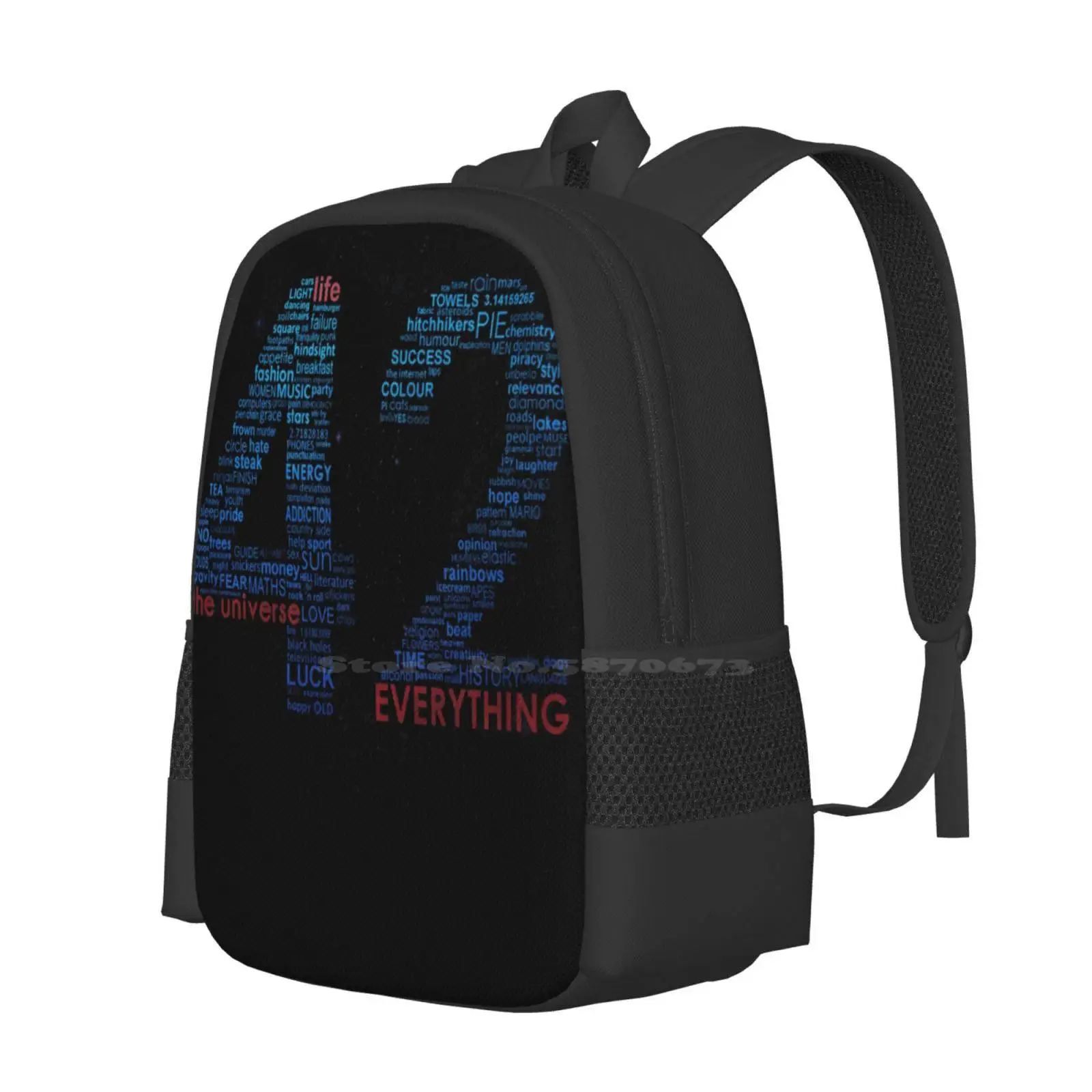 Life , The Universe , And Everything-Hitchhiker'S Guide To The Galaxy Pattern Design Bagpack School Bags Hitchhikers Guide To