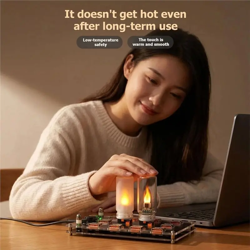 LNHF LED Frosted Clear Glass Candle USB Powered Flame Flickering Night Light Simulated Flame For Car Home Room Festival Decorati