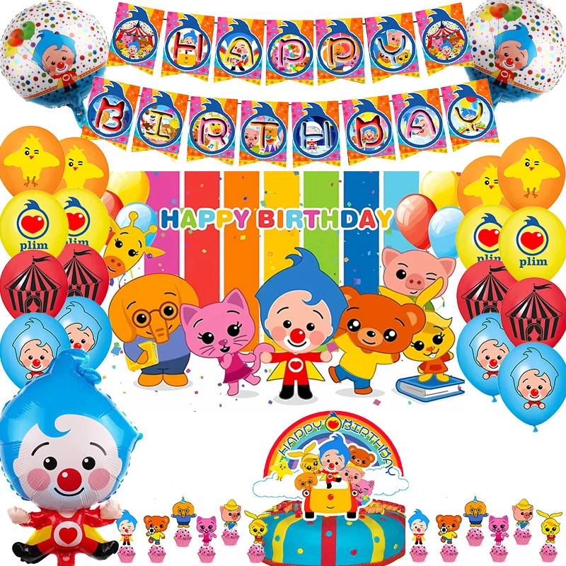 Clown Theme Birthday Party Decoration Balloon Backdrop Cake Supplies Baby Shower