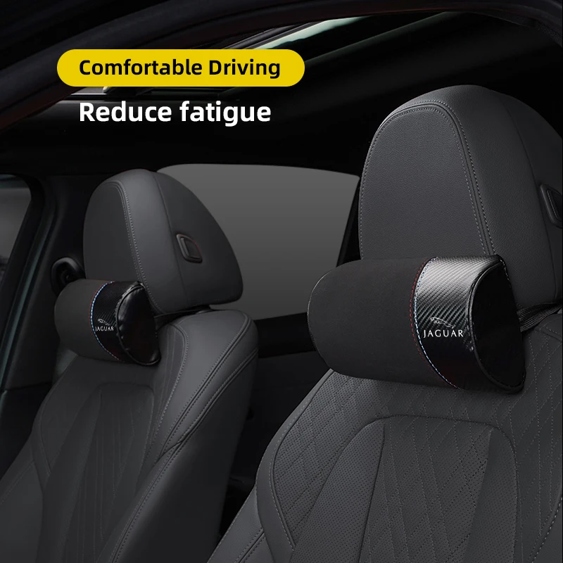 سيارة مسند الرأس الجلد المدبوغ السيارات العظام حماية الرقبة اكسسوارات ل جاكوار X S F XF XE XJ XK XEL XFL XJL XJ6 XJS XKR XFR F-نوع F-Pace