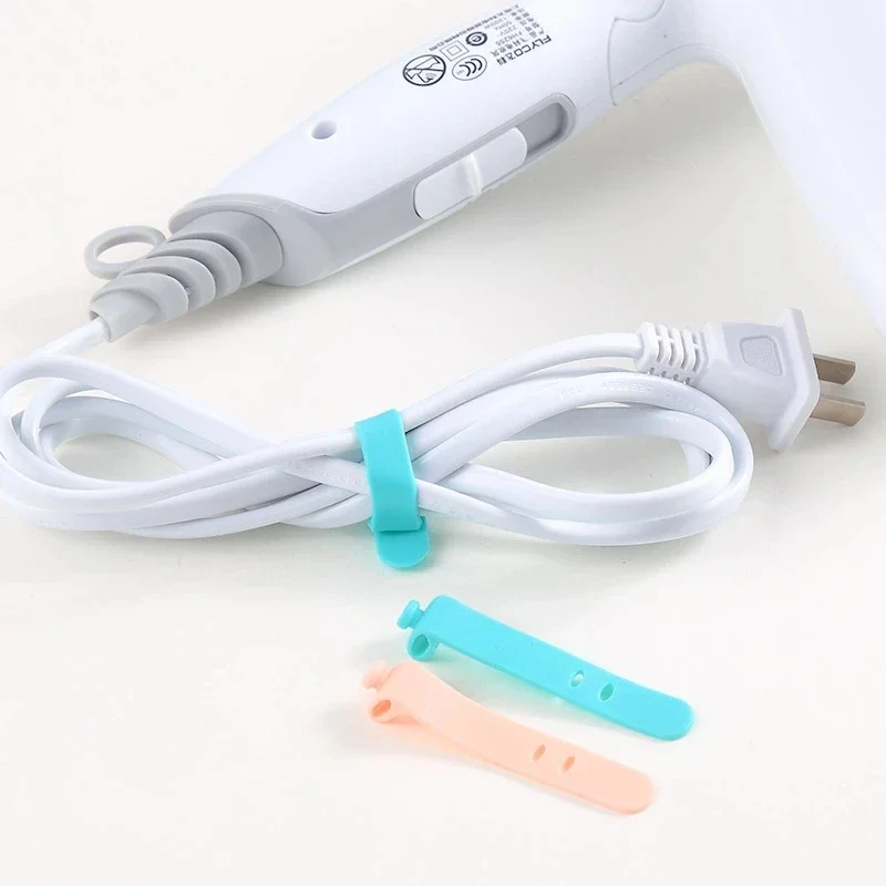 Silicone Cable Organizer Strap Storage Button, Earphone Data Cables, Headphones, Home Storage Organization, Use Tool, Random Color, 4Pcs