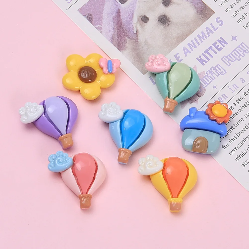 

100pcs Kawaii Resin Mini Hot Air Balloon Flatback Dollhouse Accessories DIY for Phone Case Hairpin Keychain Earrings Scrapbook