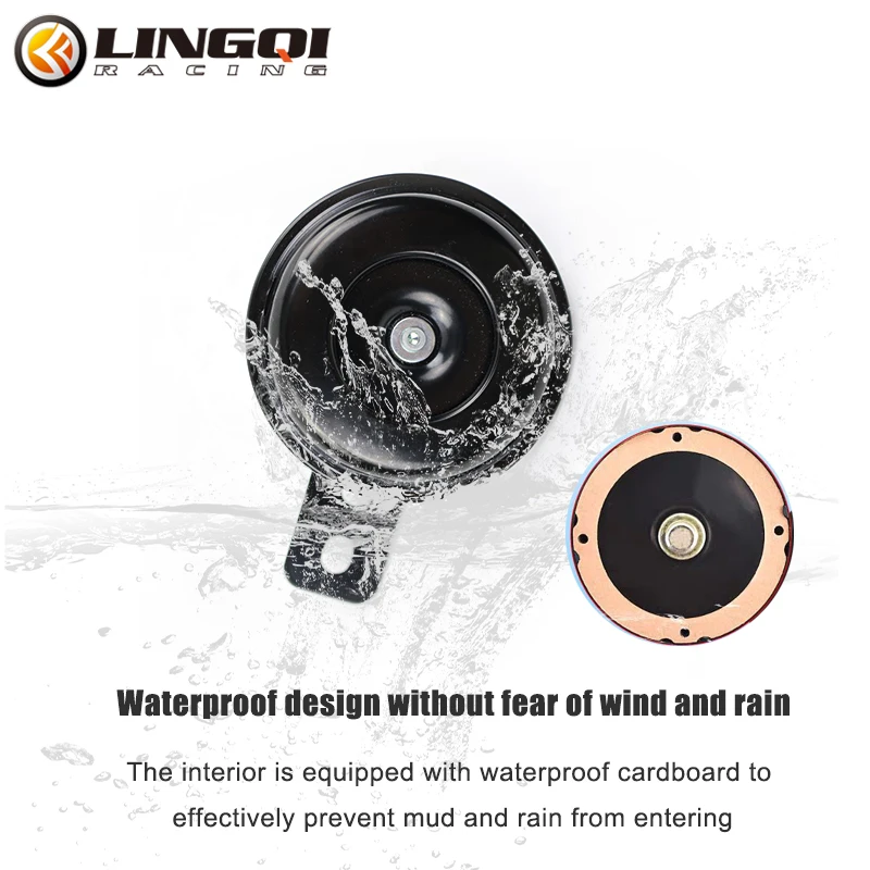 LINGQI Pit Dirt Bike Motorcycle Loud Horn Speakers Waterproof 12V for Electrical Moto Round Warning Voice Signal Accessories
