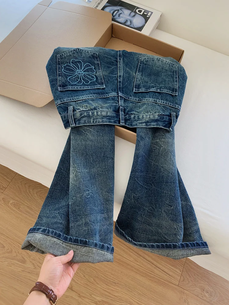 

High Waist Wide Leg Loose Fit Casual Jeans Women's plus Size Vintage Washed Denim Pants Tapering Design Comfortable Long Trou...