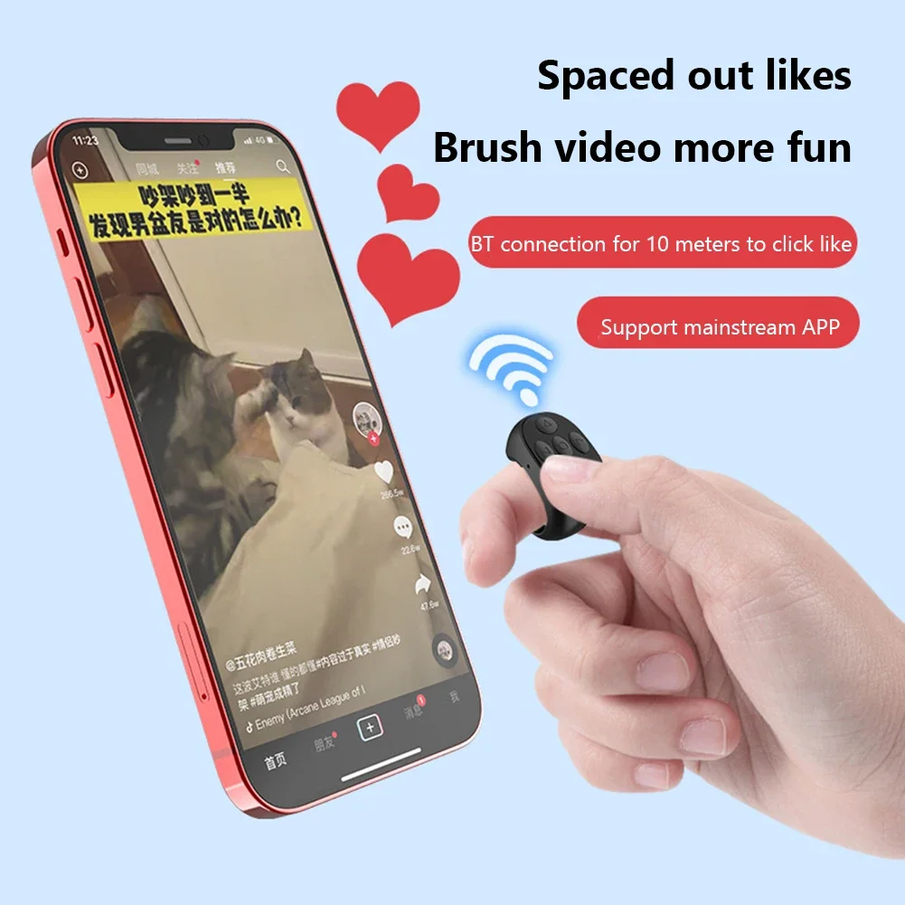 E-Reader Controller Bluetooth-Compatible 5.3 Smart Phone Auto Clicker Phone Screen Device Ring for TikTok for Kindle Paperwhite