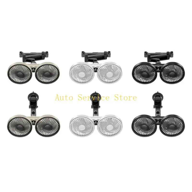 462A High Speed Double Head Vehicle Fan With 3300RPM Motor And 6.5 Hour Runtime Suitable For Driver&Passenger All Day Comfort