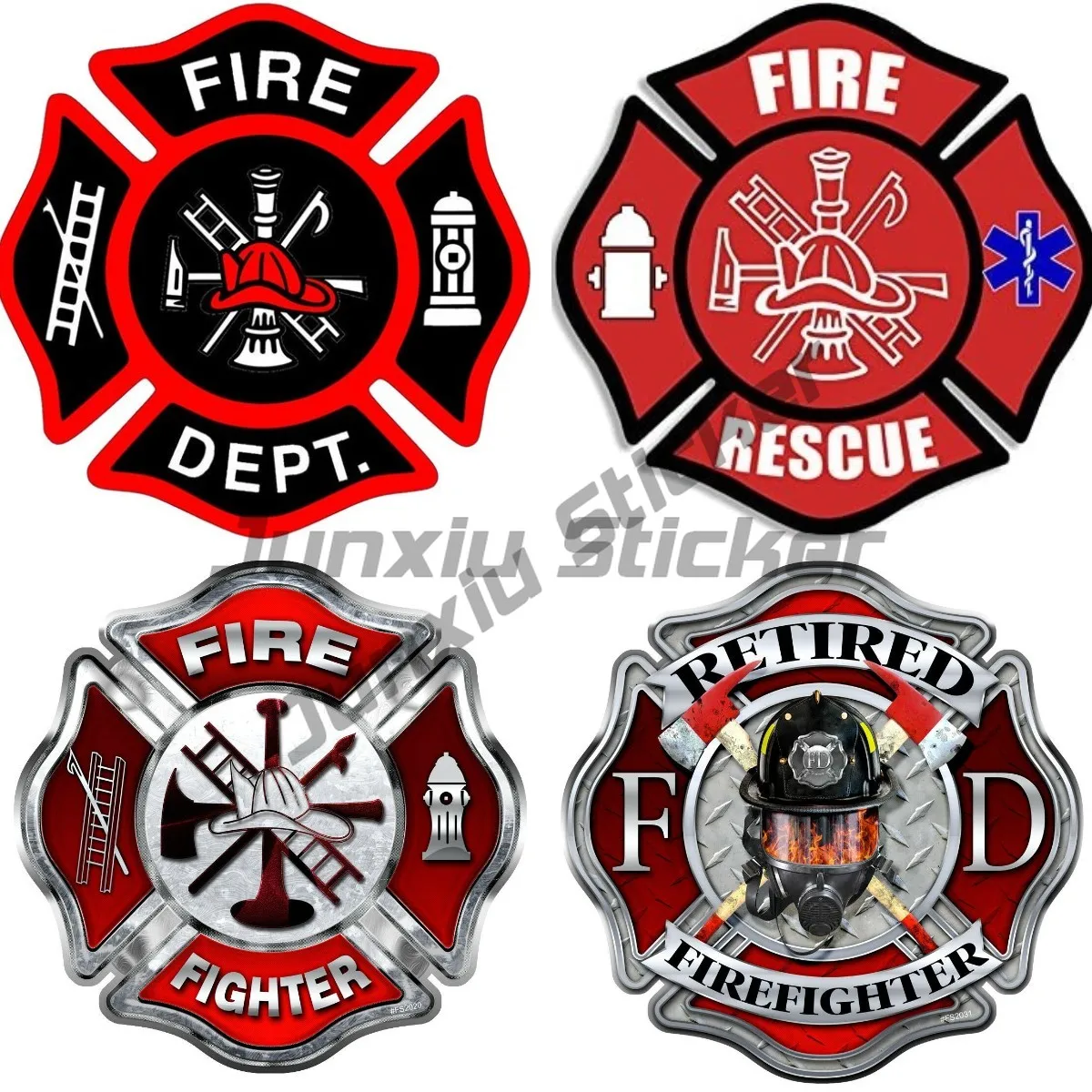 Firefighter Fire Department Volunteer Honor Badge Sticker Firefighter Honor Courage Rescue Sticker Car Truck Cooler Firefighter