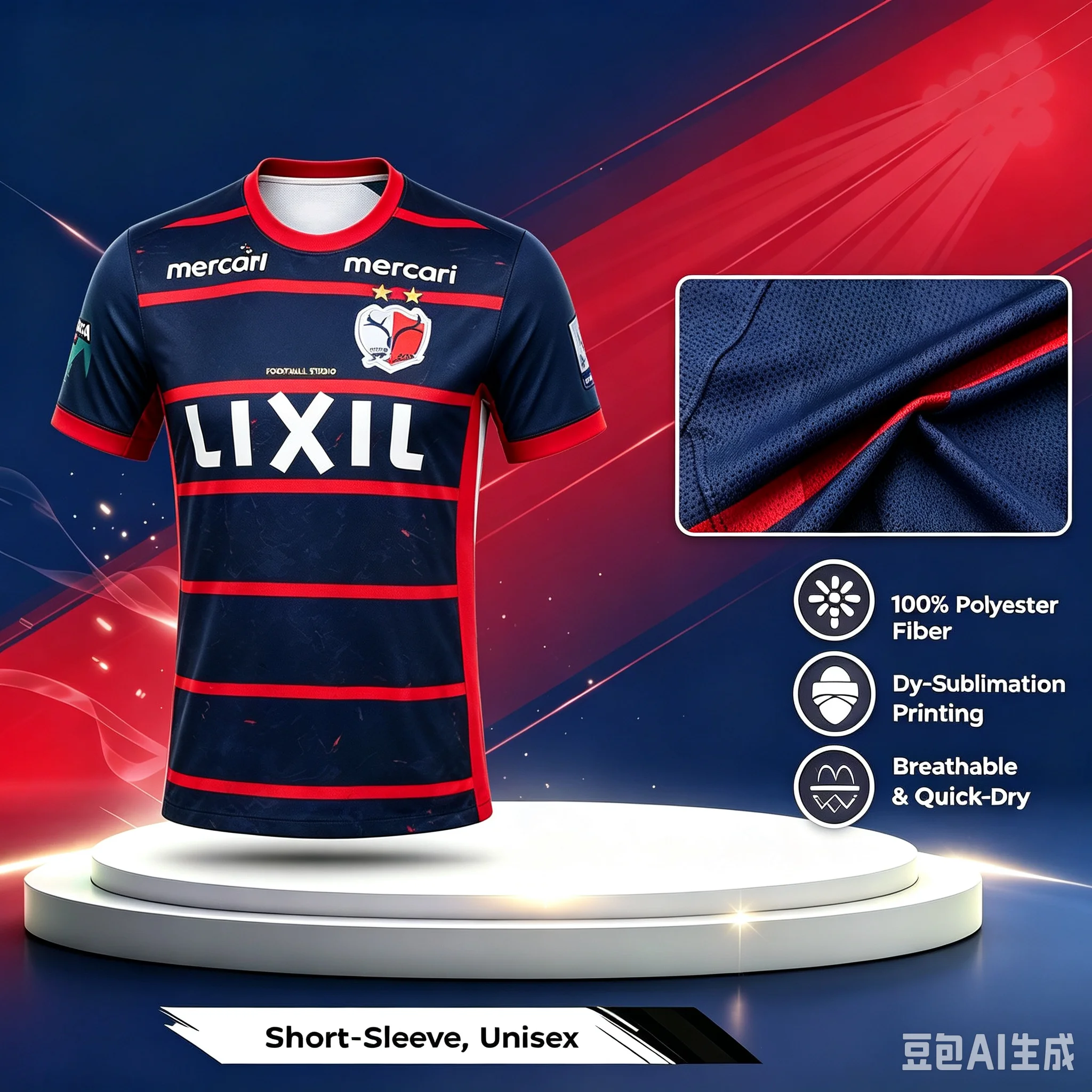 2026-27 New Kashima Antlers Fan Customized Casual Sports Quick Drying Breathable 3D Printed T-shirt Family and Child Wear