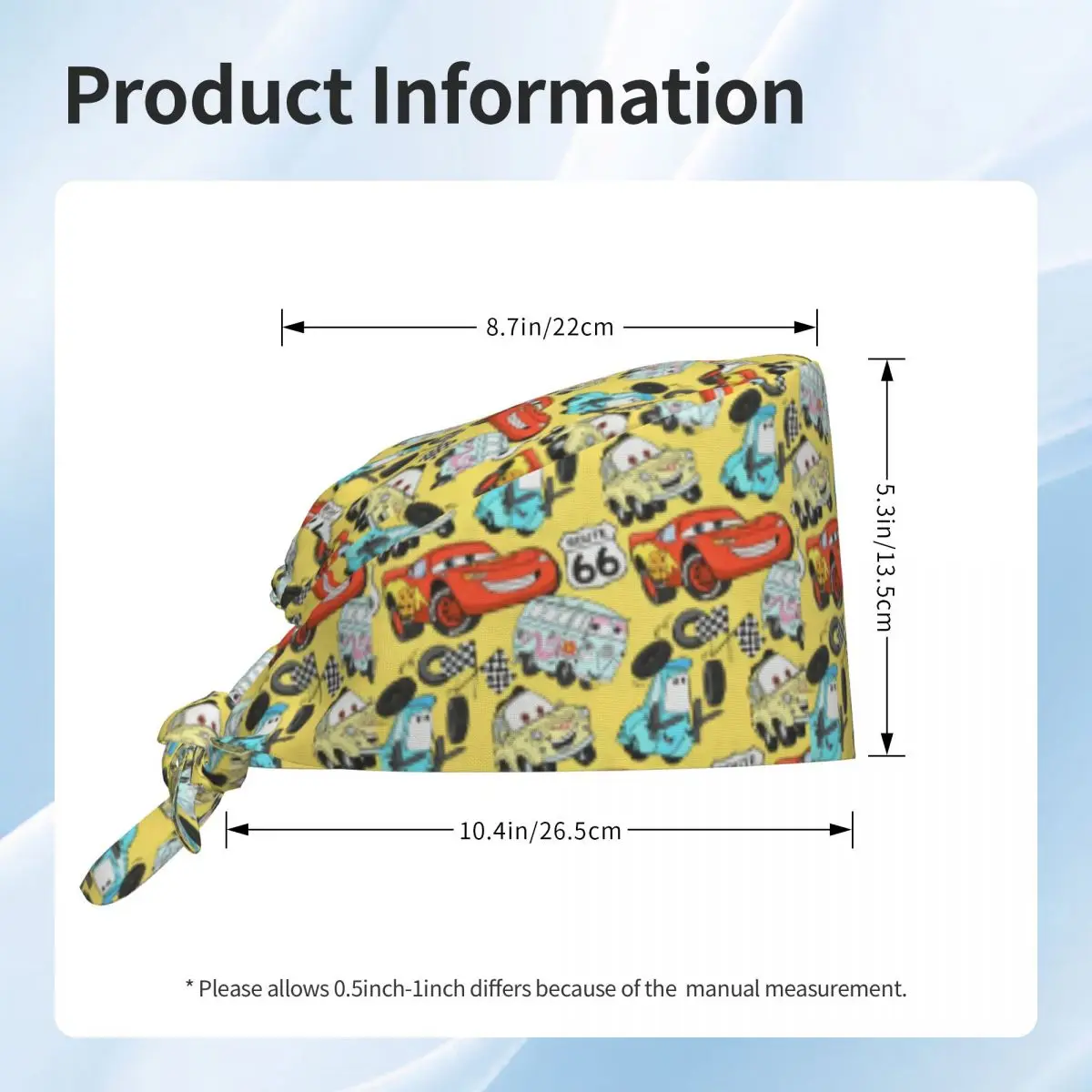 Custom Cartoon 95 Racing Cars Kingdom Animation Pattern Medical Staff Scrubs Hat  Doctor Nursing Surgical Cap Scrub Caps