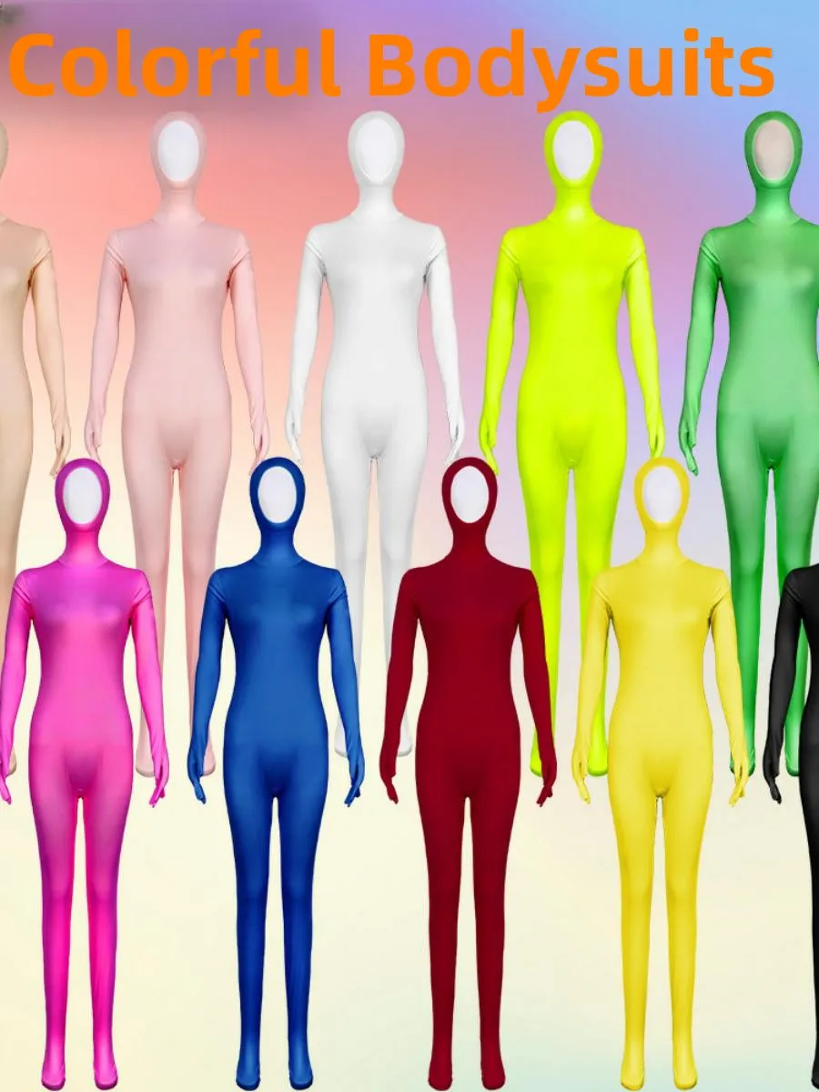 

Women's Tight-Fitting Dance Outfit Full Cover Face Stage Performance Base Layer Pure Color One-Piece Suit Tee-acetate Fiber