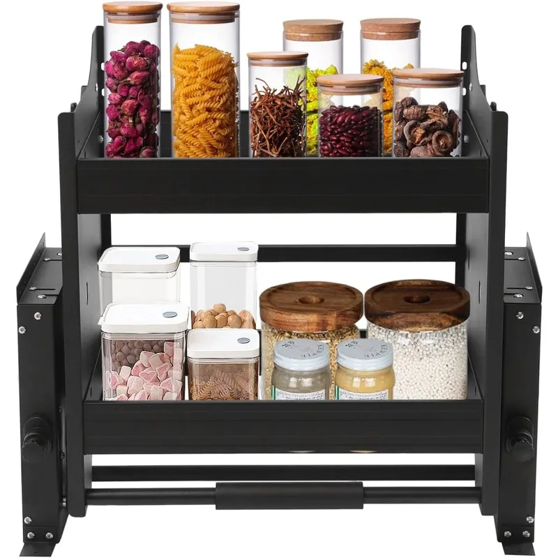 

Полка вниз, 2-уровневая высокая полка для шкафа, органайзер для шкафа, выдвижная полка для кухонного шкафа, сверхмощный настенный органайзер из искусственной кожи