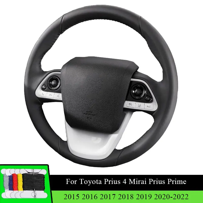 Protector para volante de coche para Toyota Prius 4 Mirai Prius Prime 2015 2016 2017 2018 2019 2020-2022 resistencia al desgaste de cuero de fibra